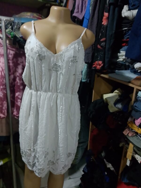 Armless White Short Dress