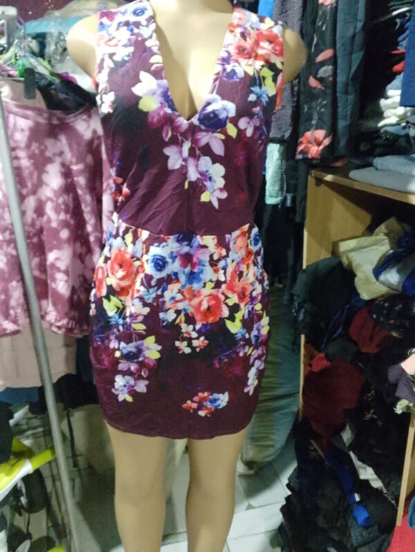 Armless Flower Pattern Short Dress